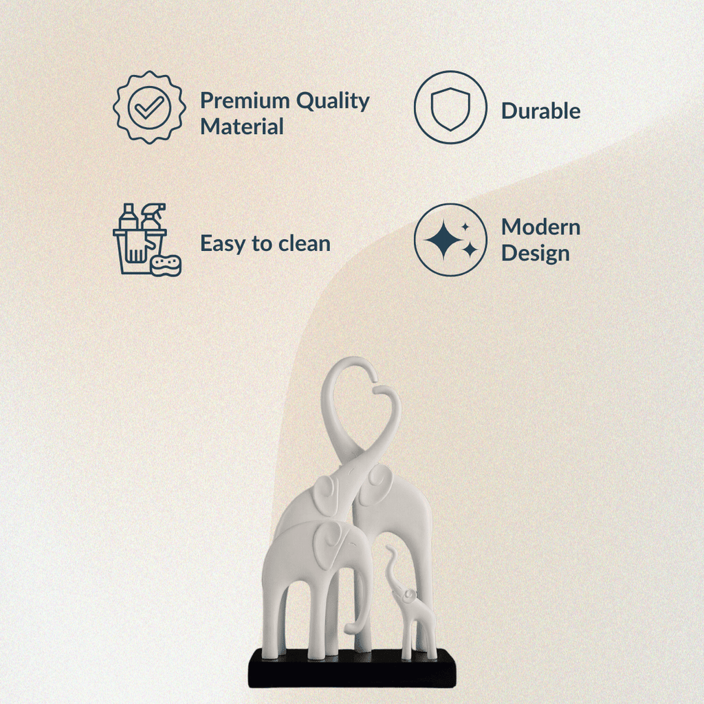 Elephant Family Showpiece | White - The Golden Theory