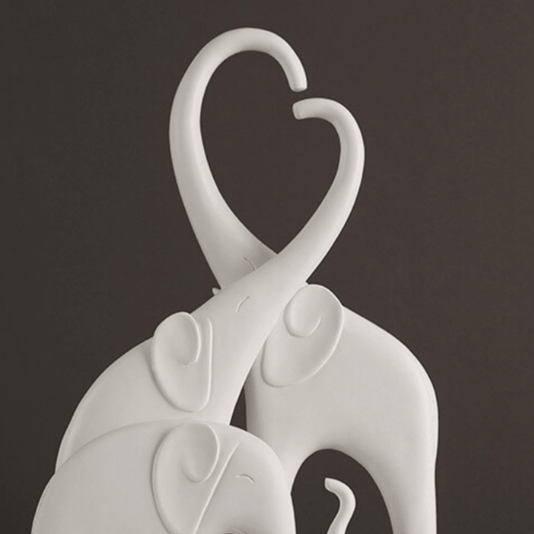 Elephant Family Showpiece | White - The Golden Theory