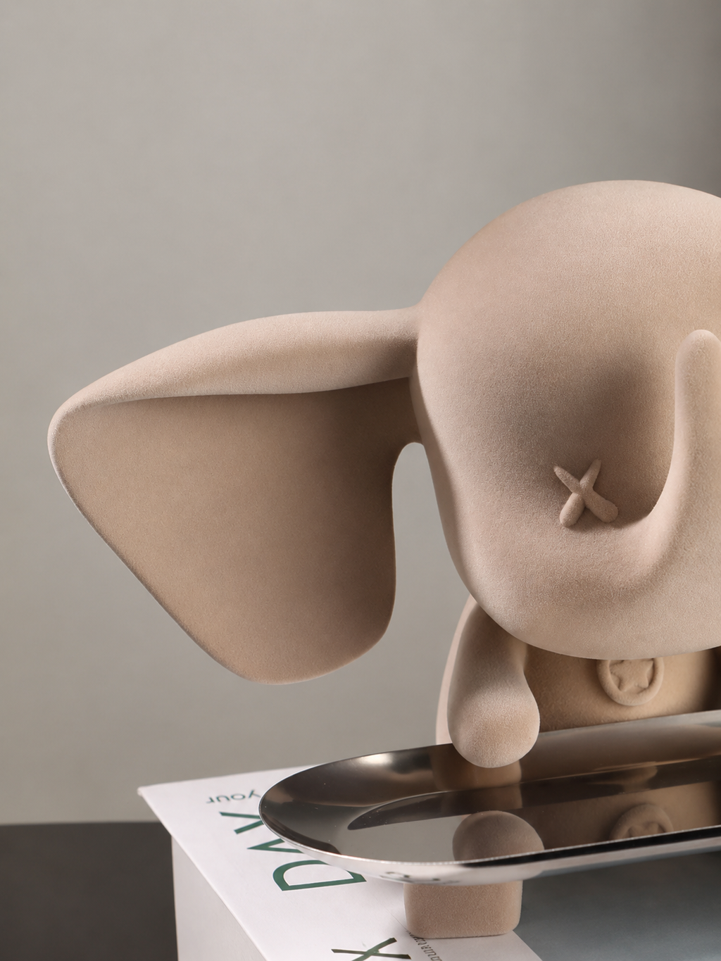 Beige Color Cute Elephant Statue with Tray