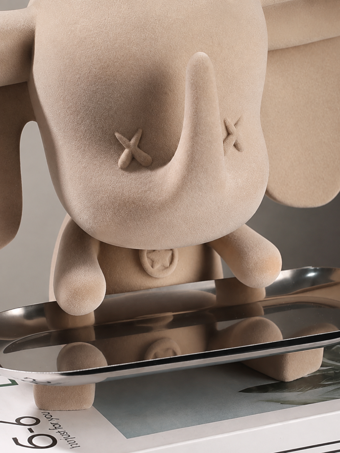 Beige Color Cute Elephant Statue with Tray