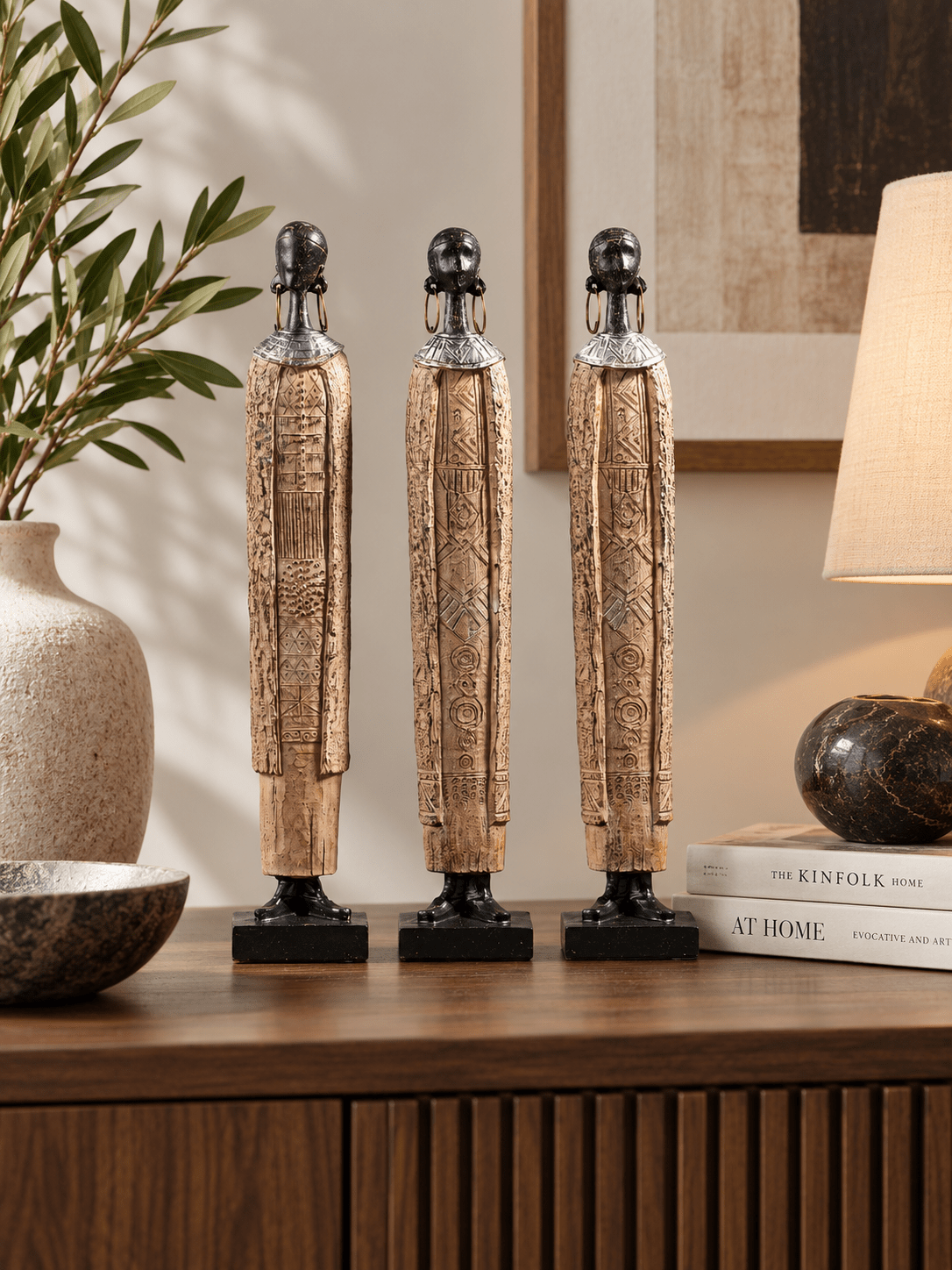 Elongated Tribal Figure Sculpture Set Secondary image