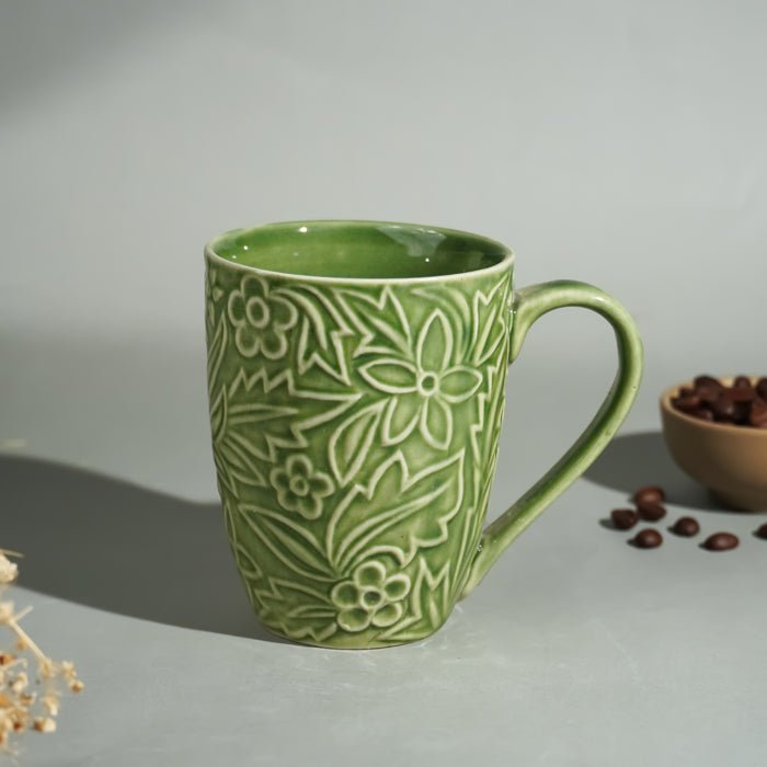 Embossed Green Ceramic Mug - The Golden Theory
