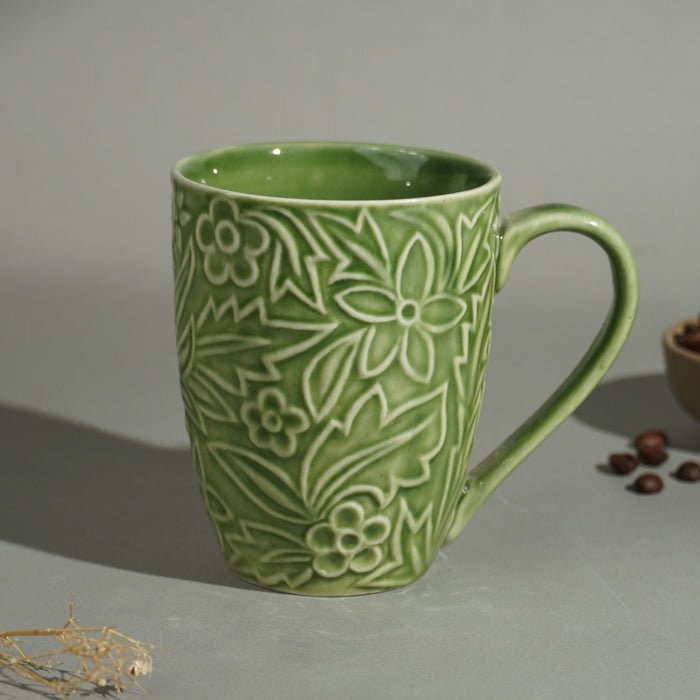 Embossed Green Ceramic Mug - The Golden Theory
