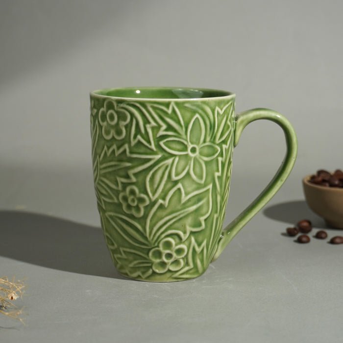 Embossed Green Ceramic Mug - The Golden Theory