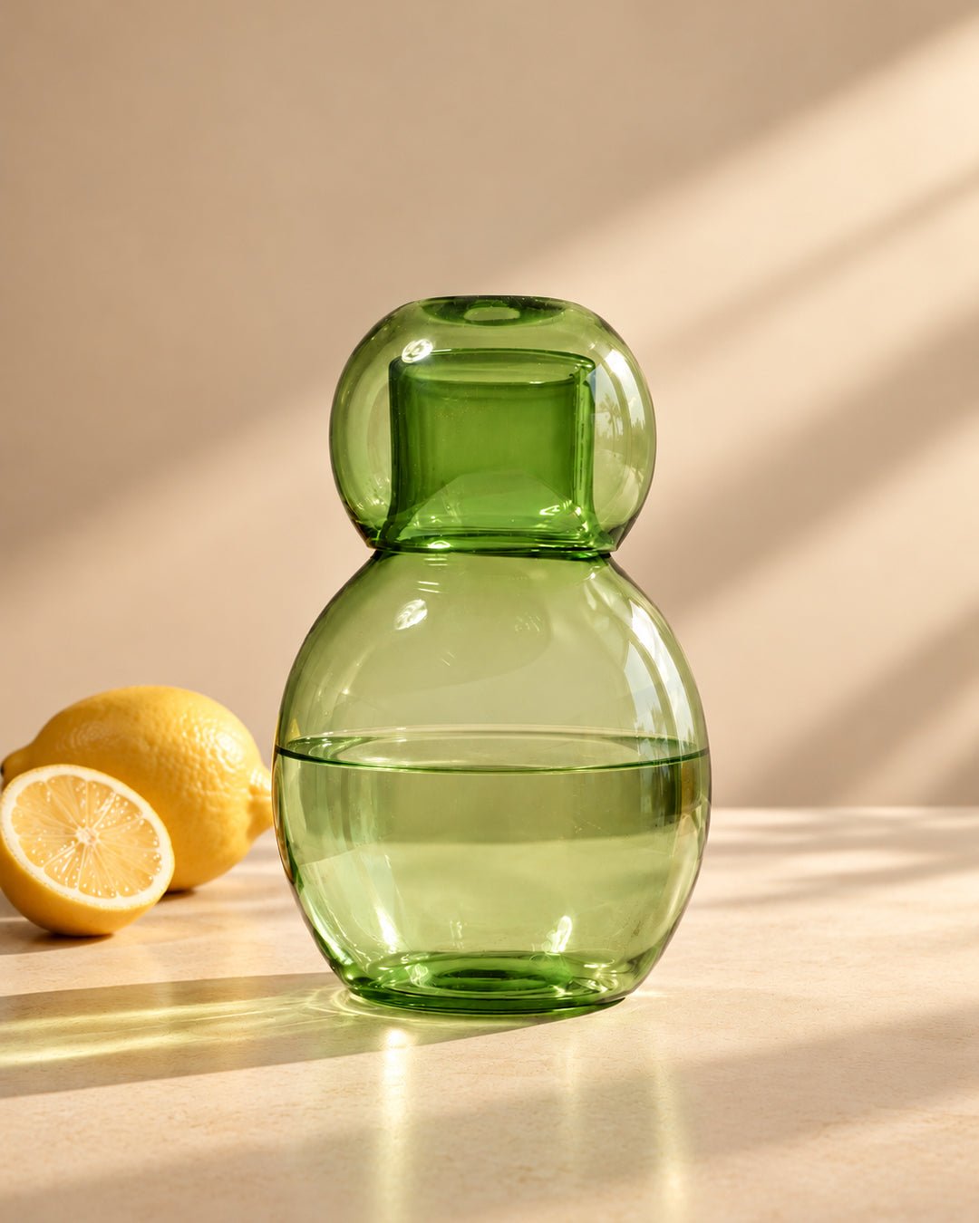 Emerald Green Glass Carafe - The Golden Theory