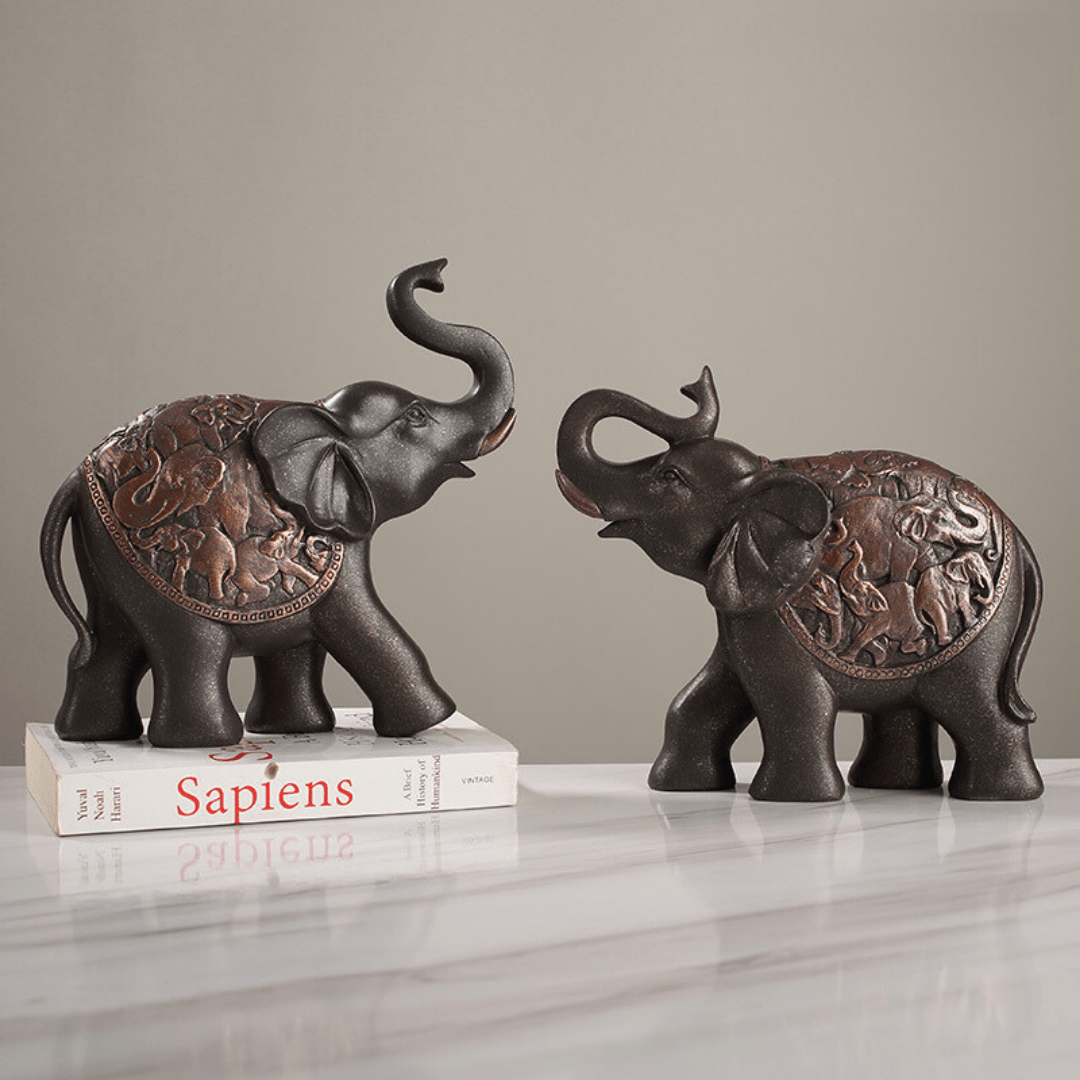 European Elephant Decoration Figurine | Set of 2 - The Golden Theory Main image