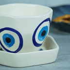 Evil Eye Ceramic Cup and Saucer - The Golden Theory