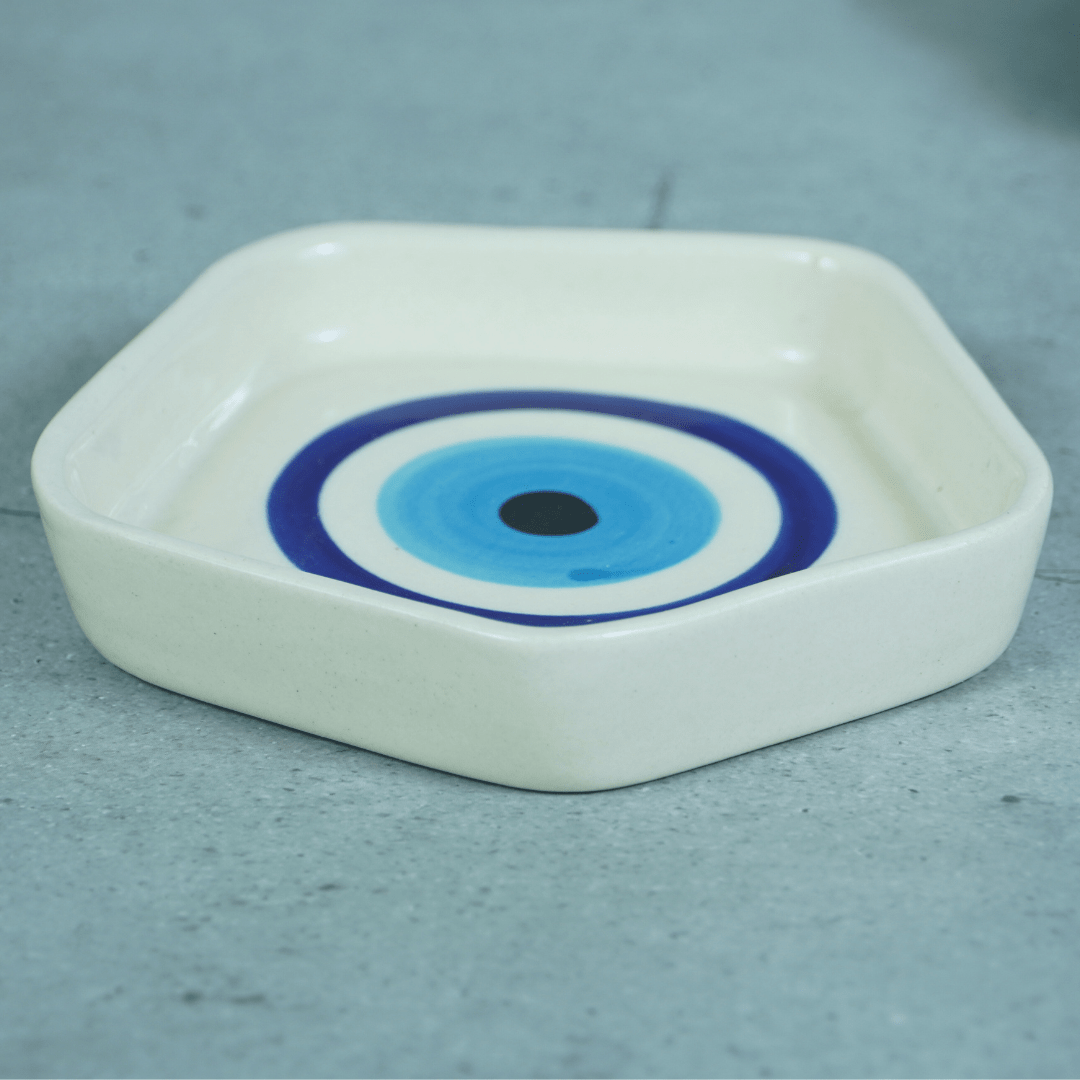 Evil Eye Ceramic Cup and Saucer - The Golden Theory