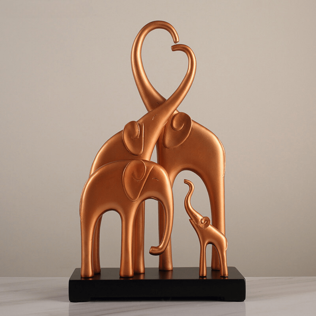 Family of Four Elephant Sculpture - The Golden Theory Main image