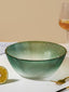 Forest Green Ribbed Glass Bowl - Ombre Gradient Serving Dish - The Golden Theory
