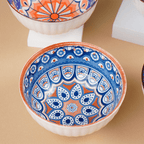 Geometric Floral Pattern Painted Ceramic Bowls Set of 4 - The Golden Theory