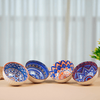 Geometric Floral Pattern Painted Ceramic Bowls Set of 4 - The Golden Theory