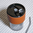 Glass Tumbler with Leather Sleeve - Black Straw - The Golden Theory