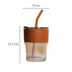 Glass Tumbler with Leather Sleeve - Orange Straw - The Golden Theory