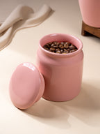 Glazed Pink Ceramic Canisters with Lids - Set of 2 - The Golden Theory