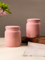 Glazed Pink Ceramic Canisters with Lids - Set of 2 - The Golden Theory