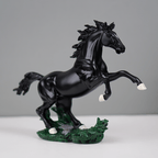 Glossy Black Rearing Horse Statue - The Golden Theory