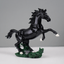 Glossy Black Rearing Horse Statue - The Golden Theory