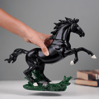 Glossy Black Rearing Horse Statue - The Golden Theory