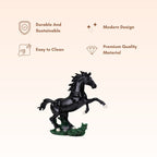 Glossy Black Rearing Horse Statue - The Golden Theory