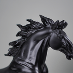 Glossy Black Rearing Horse Statue - The Golden Theory