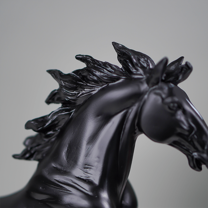 Glossy Black Rearing Horse Statue - The Golden Theory