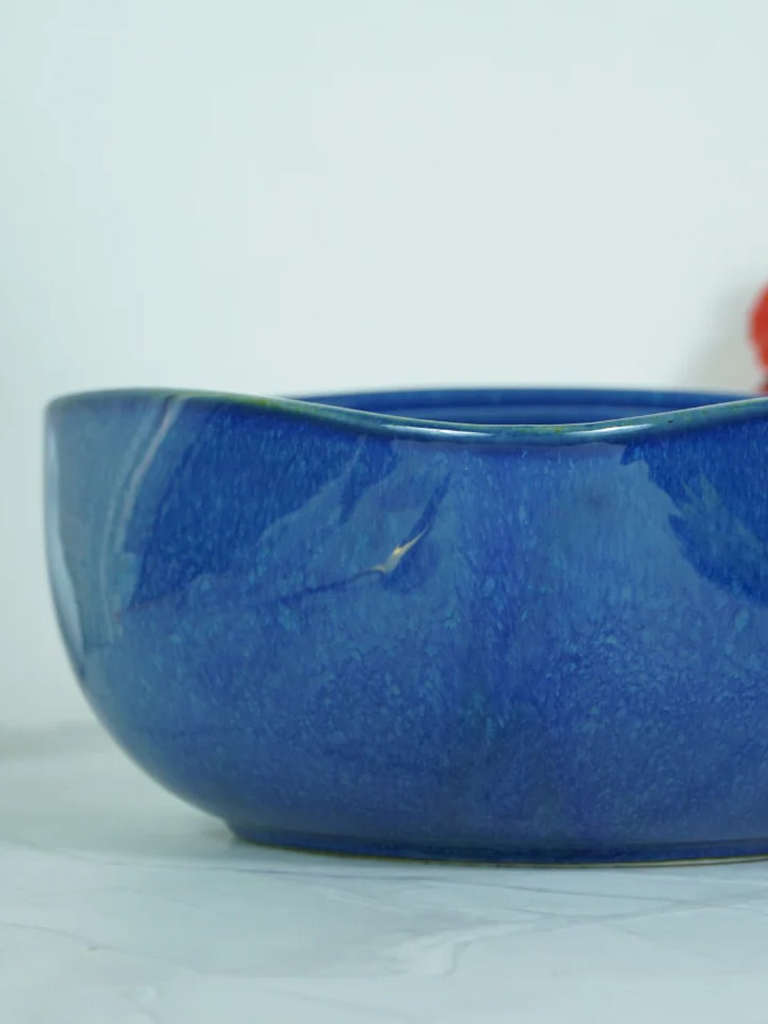 Glossy Blue Ceramic Triangle Serving Bowl | Set of 2 Secondary image