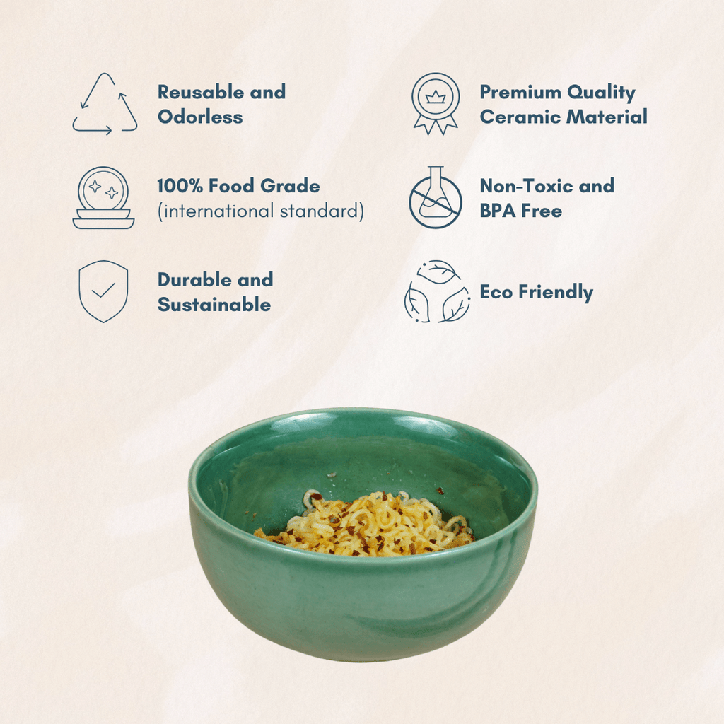 Glossy Finish Green Ceramic Serving Bowl - The Golden Theory