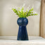 Glossy Midnight Blue Textured Vase with Tapered Base - The Golden Theory