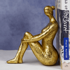 Gold Abstract Bookend Sculptures - Unique Sitting Figures Design - The Golden Theory