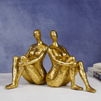 Gold Abstract Bookend Sculptures - Unique Sitting Figures Design - The Golden Theory
