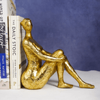 Gold Abstract Bookend Sculptures - Unique Sitting Figures Design - The Golden Theory