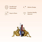 Gold Abstract Bookend Sculptures - Unique Sitting Figures Design - The Golden Theory