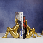 Gold Abstract Bookend Sculptures - Unique Sitting Figures Design - The Golden Theory