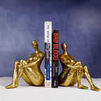Gold Abstract Bookend Sculptures - Unique Sitting Figures Design - The Golden Theory