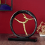 Gold Abstract Dancer in Black Circle Sculpture - Modern Art Decor - The Golden Theory