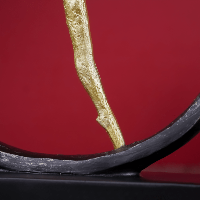 Gold Abstract Dancer in Black Circle Sculpture - Modern Art Decor - The Golden Theory