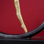 Gold Abstract Dancer in Black Circle Sculpture - Modern Art Decor - The Golden Theory