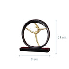 Gold Abstract Dancer in Black Circle Sculpture - Modern Art Decor - The Golden Theory