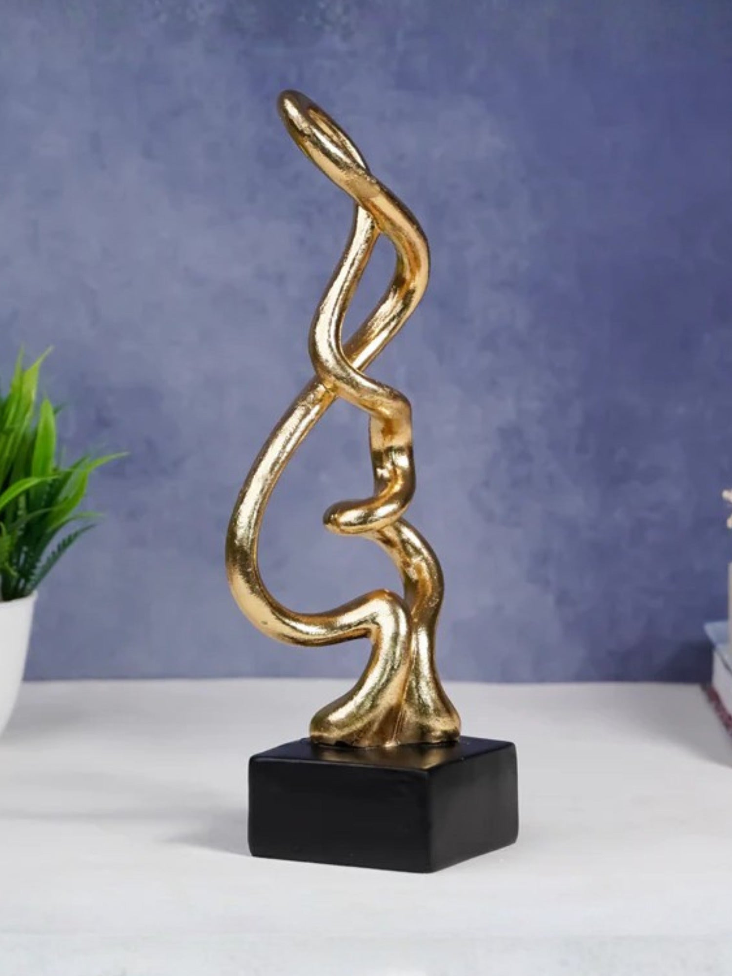 Gold Abstract Twist Sculpture - Unique Modern Art Decor - The Golden Theory