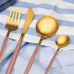 Gold and Rose Pink Stainless Steel Cutlery Set of 4 - The Golden Theory