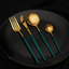 Gold and Teal Stainless Steel Cutlery Set of 4 - The Golden Theory