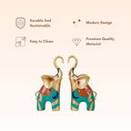 Gold and Teal Twin Elephant Figurines - Set of 2 - The Golden Theory