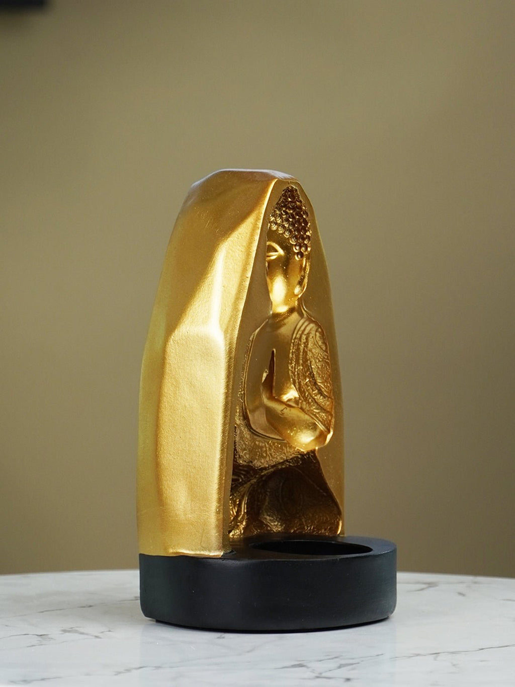 Gold Buddha Incense Holder with Meditation Aura Design - The Golden Theory