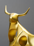 Gold Bull Sculpture with Geometric Cutouts - The Golden Theory