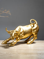 Gold Charging Bull Sculpture - The Golden Theory