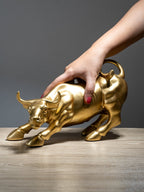 Gold Charging Bull Sculpture - The Golden Theory