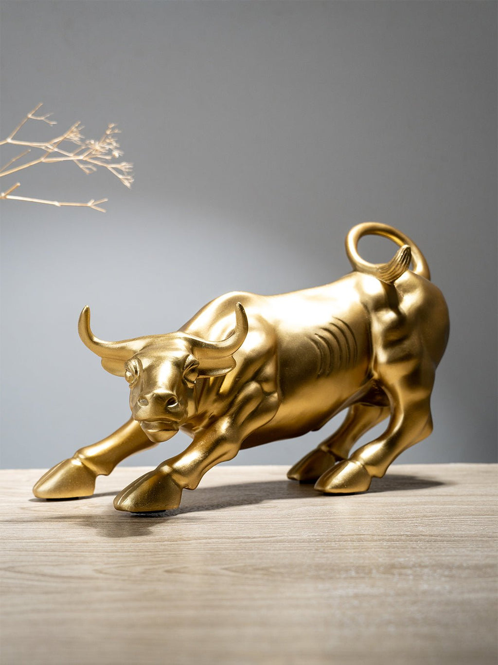 Gold Charging Bull Sculpture - The Golden Theory