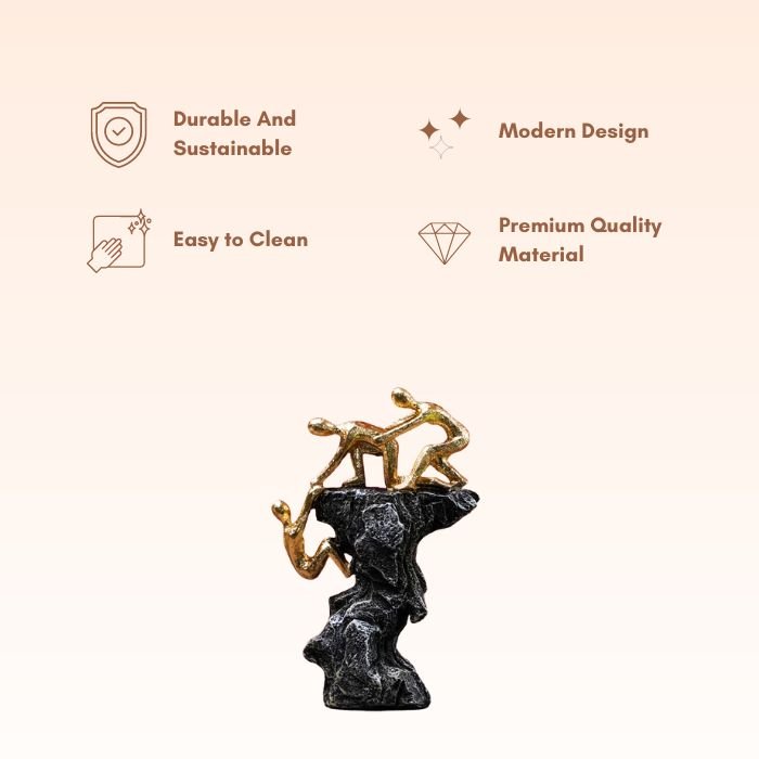 Gold-Clad Teamwork Sculpture on Granite Base - The Golden Theory