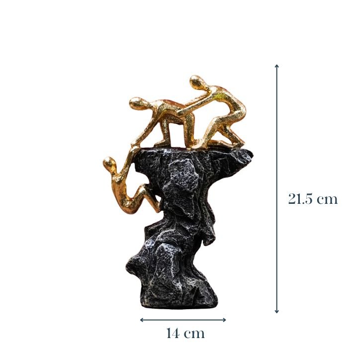 Gold-Clad Teamwork Sculpture on Granite Base - The Golden Theory